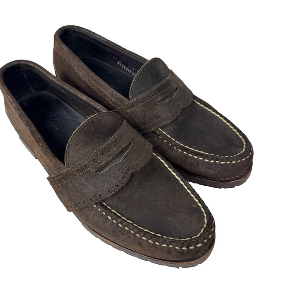 Polo Ralph Lauren Brown Suede Penny Loafers Men’s Size 11 Made in USA Moc Toe